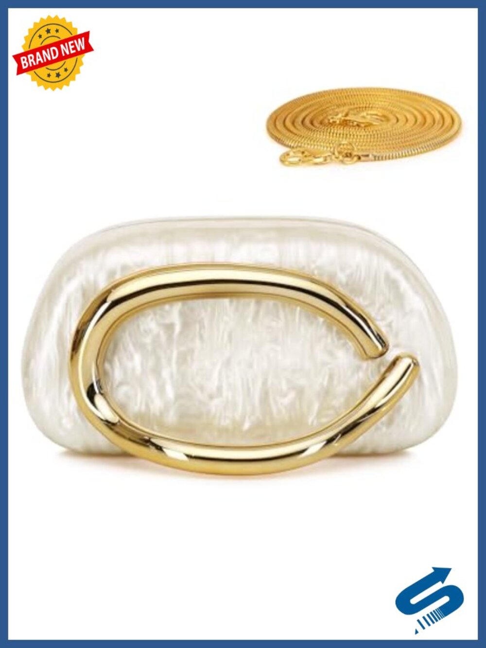 Acrylic Clutch Purse for Women Marble Evening Bag Lucite Handbag Metal Handle
